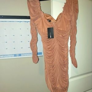 Ruched Long Sleve Mini Dress